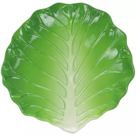 Ebros 12" Wide Green Cabbage Leaf Shaped Serving Plate Dish Platter SET OF 3