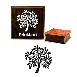 Printtoo Brown Wooden Rubber Stamp Scrap-Booking Tree Pattern Crafting Stamps-2 x 2 Inches
