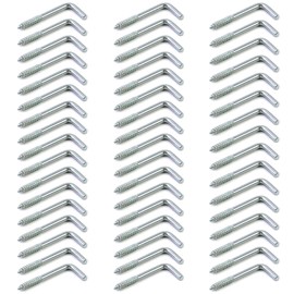 QWORK Screw Hooks Straight with Slotted Hook Screw Galvanised L-shaped Wall Hook 40 mm x 16 mm Pack of 50