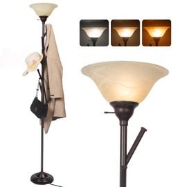 lianheng Standing Tall Lamp with Standing Coat Rack Tree, Torchiere Floor Lamps with 6 Hooks, Coat Rack Lamp Special for Bedroom, Entryway, Corner