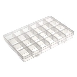 sourcing map Component Storage Box - PP Fixed 24 Grids Electronic Component Containers Tool Boxes Clear White 193x132x22mm
