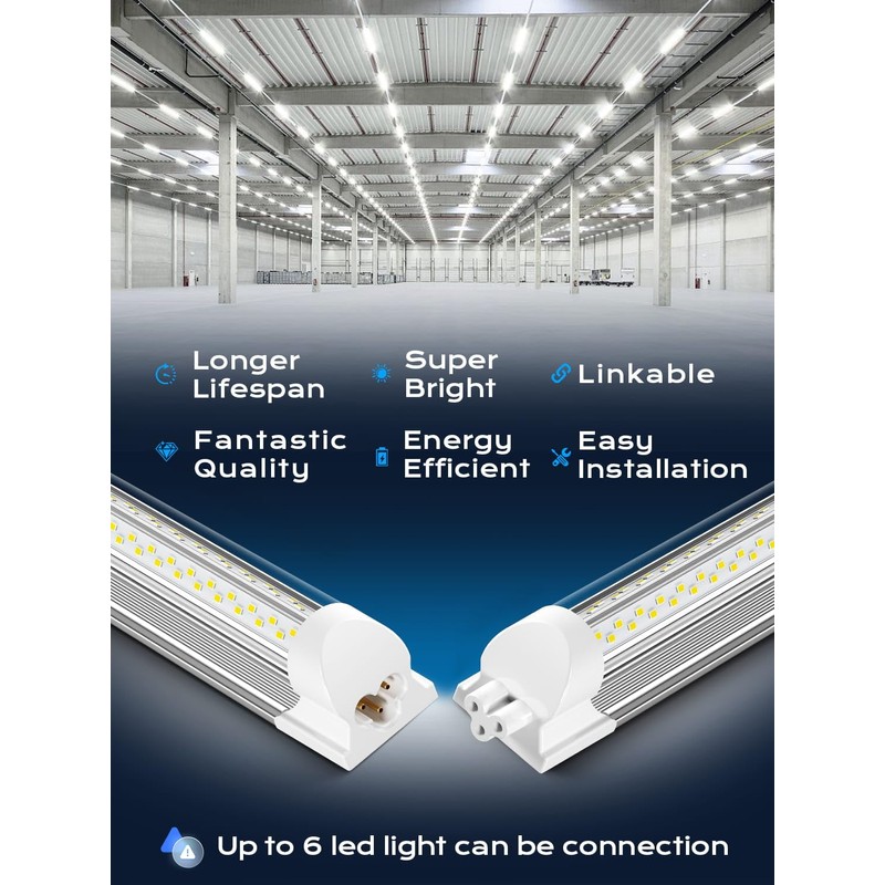 Super Bright 50W Led Shop Lights 4FT 10-Pack 5000K 7500LM