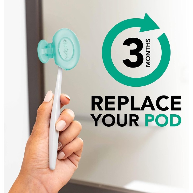Steripod Clip-On Toothbrush Protector with Peppermint Essential Oils, Keeps Toothbrush