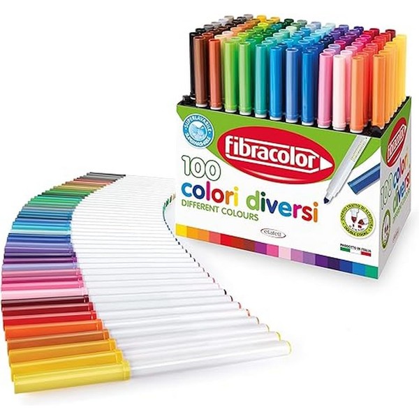 FIBRACOLOR 100 Farben - Koffer 100 Filzstifte konisch in 100