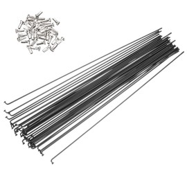 PATIKIL 14G Bicycle Spokes 272 Mm/10.71 Inch, 36 Pcs Stainless Steel J Bend 2mm Mountain Bike Spokes with Brass Nipples for City Road Bike Electric Bike MTB Wheel Spokes, Black