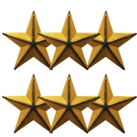 U/B Barn Star，Metal Barn ， Star/Metal Star，for Outside Texas Stars Art Rustic Vintage Western Country Home Farmhouse Wall/Door Decor, 4-Inch, Set of 6. (golden)