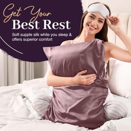 Divine Slumber 22mm 100% Pure Mulberry 6A Silk Pillowcase | Hair & Skin Health | Cooling Design with Zipper Closure | Hypoallergenic (Lavender, Queen (U.S. Standard))