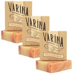 Varina Natural White Tea Ginger Bar Soap - Gentle Cleansing for Sensitive Skin, Floral - 3 Pack - Experience Healthy and Glowing Skin