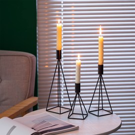 Sziqiqi Kerzenständer Kerzenhalter Kerzenleuchter 3er Set, Metall Deko Kerzenständer in Unterschiedlicher Größe, Vintage Kerzen Ständer Tischdeko für Hochzeit Wohnzimmer Tabelle, Schwarz