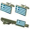 Greece Flag Cufflinks Ties Matching Same Fabric Box Set