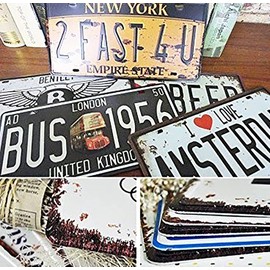 VIEAURA American License Plate [Set of 6] Vintage Antique Retro American Miscellaneous Goods Interior Signs (TYPE-4)