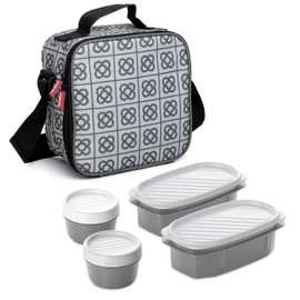 Tatay Urban Food Casual - Insulated Lunch Bag, 3L Capacity, 4 Plastic Food Storage Containers (2 x 0.5 L, 2 x 0.2 L) BPA Free, Barcelona. Measure 22.5 x 10 x 22 cm