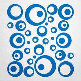 WANDfee® Wall Tattoo, Circles, Dots, 50 Stickers, Colour Choice For Children's Bedroom, Living Room, Hallway, Bathroom, Kitchen, Tile Stickers, blue