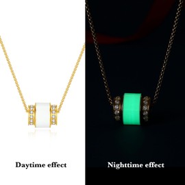 Xionqivov Gold Necklace for Women,18K Gold-Plated Luminous Rotating Pendant with Cubic Zirconia,Glow in Dark Birthday Gifts Mothers Day Gift