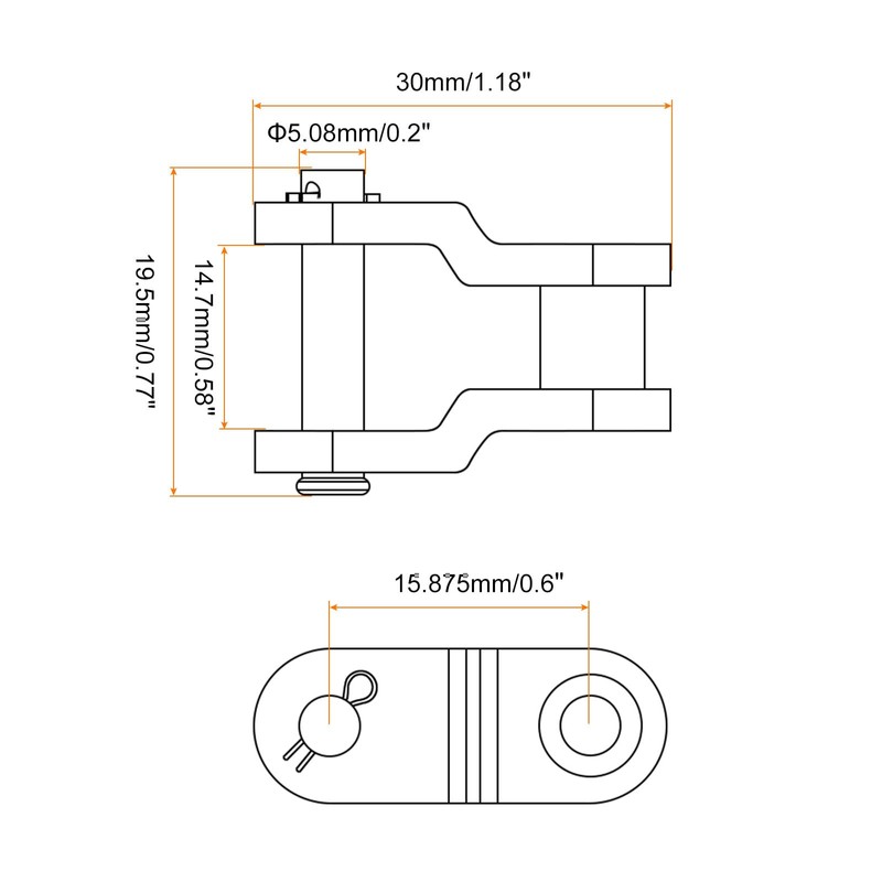 sourcing map 8Pcs 10B-1 Chain Offset Half Link Roller 15.875mm