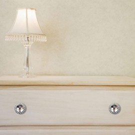 10 x Silver Tone 30mm Rhinestone Drawer Knobs for Cupboard Other Furniture