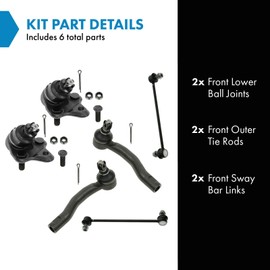 TRQ Front Steering & Suspension Kit Ball Joint Sway Bar Stabilizer Link Tie Rod Compatible with 2003-2008 Toyota Corolla