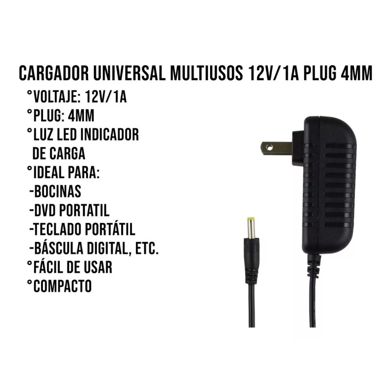 Control Expert Eliminador Cargador Corriente Adaptador 12v 1 Amp Bocinas