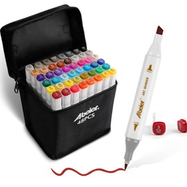Alcohol Brush Marker,48 Colors Dual Tip Marker Pen for Adult Kid Colouring,Highlighter Markers Art Set for Kids Teachers Office & School Supplies