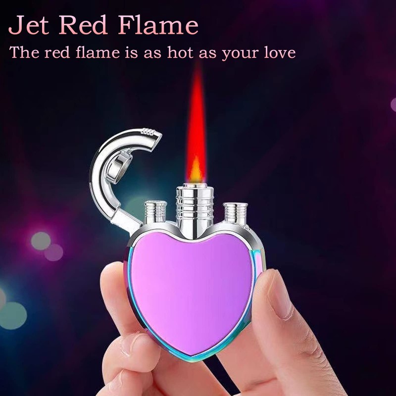 Encendedor de gas butano recargable, con diseño de llama roja