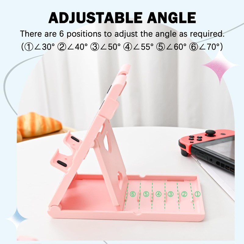 DLseego Stand for Switch/OLED/Lite Console,Non Slip Adjustable Pink Theme Playstand