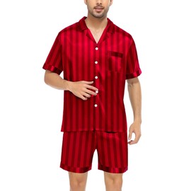 SWOMOG Couple Satin Matching Pajamas Sets Women & Men Short Sleeve Sleepwear Silk Button Down Nightwear 2 Pieces Loungewear