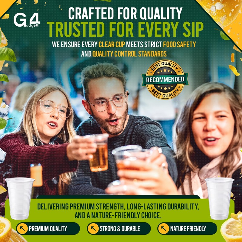 G4GADGET 100x 180ml Clear Plastic Disposable Cups – Durable Drinkware