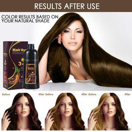 Instant Hair Shampoo Hair Colour Shampoo for Grey Hair, Natural Black Hair Colour Shampoo 3 in 1 for Men and Women, Long-Lasting Black Shampoo Colours (Chestnut)