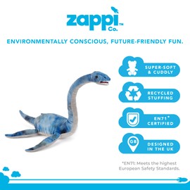 Zappi Co Plush Children's Stuffed Soft Cuddly Plush Toy-Part of Safari Animals Collection, Perfect for Kids (31cm Depth)(Plesiosaur Dinosaur)
