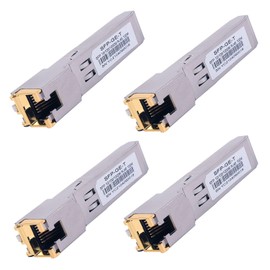 4 x 1000BASE-T Gigabit SFP to RJ45 Copper Ethernet Modular Transceiver for Cisco, Meraki, Ubiquiti, D/TP Link, Supermicro, Netgear, Broadcom, 1.25G SFP-T CAT5E/CAT6 up to 100 m Mikrotik S-RJ01