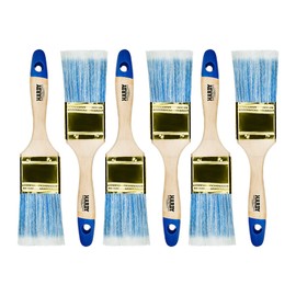 Hardy Series 42 Flat Brush for Painting with Acrylic Paints and Varnishes, Efficient and Evenly Covering, Synthetic Bristles and Wooden Handle, Set of 6, Width 50 mm