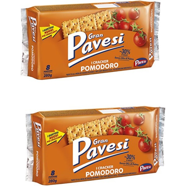 Gran Pavesi: " I Craker Pomodoro " Tomato Taste - 280g , pack of 2