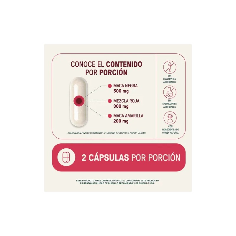 Maca Mix - Maca Negra, Amarilla y Roja 240 Cápsulas