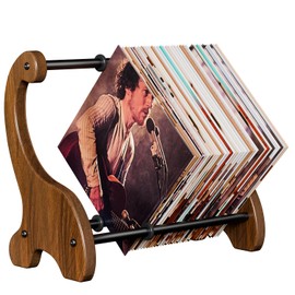 CILXGQLN Wooden Vinyl Record Storage, Vinyl Record Holder, Record Holder, Vinyl Record Desktop Stand for album Lovers, Holds 60+ Records