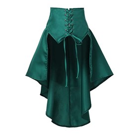 COSDREAMER Steampunk Women's Skirts Waist Belt for Women Ruffles Pirate Corset Costumes Green