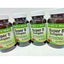 People's Choice LOT 4 x Super B Complex 30 Tablets/Bottle Vitamin B1,B2,B6,B12,N