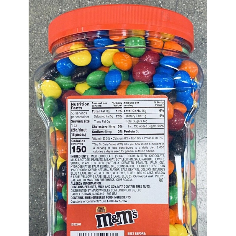 M&M's M&M Peanut Butter 55 Oz Chocolate Candy Bulk Tub