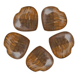 Zaicus Tiger Eye Gemstone | Mini Heart Shape | Hand Carved | Puff Stones Set | Pocket Crystal Healing | Tumble Collection | Reiki Stone Set | Good Luck | Gift Craft | Home Decor Size: 1.5 Inch