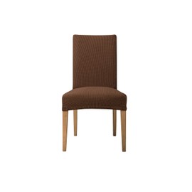 Everest Supply Pack of 4 - Dinning Room Chair Slipcover Polyester Spandex Jacquard Fabric Stretchable Home Motel Resort Rentals and Commercial use, Fits Back of Chair 15 to 17 inch Wide, Coffee Color