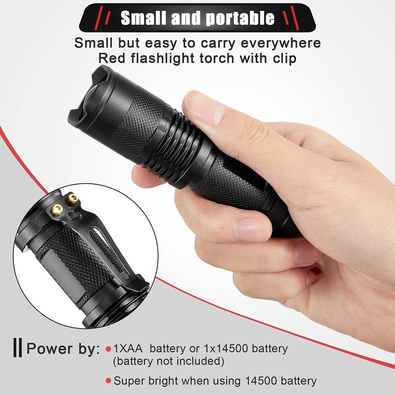 Honoson Red Flashlight LED Red One Mode Light Single Mode