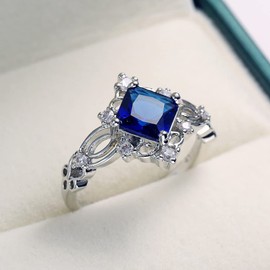 WDIYIEETN Vintage Silver Ring 925 Sterling Silver Perfect Princess Cut Zircon Crystal Bohemia Sapphire Diamond Wedding Ring (10)