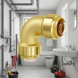 Brass 1/2 In Push Fit Elbow Pipe Fittings For Air System Plumbing Hoses 12 PcsPipe Connection Type: Elbow, Size: Size 1/2 in - 12 PCS
