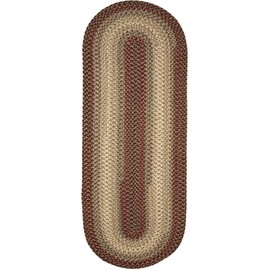 Super Area Rugs Oval 2X6 Red & Cream Braided Rug Hartford Primitive Decor Carpet - Indoor Outdoor - 2' X 6' Woven Hallway Runner Rugs