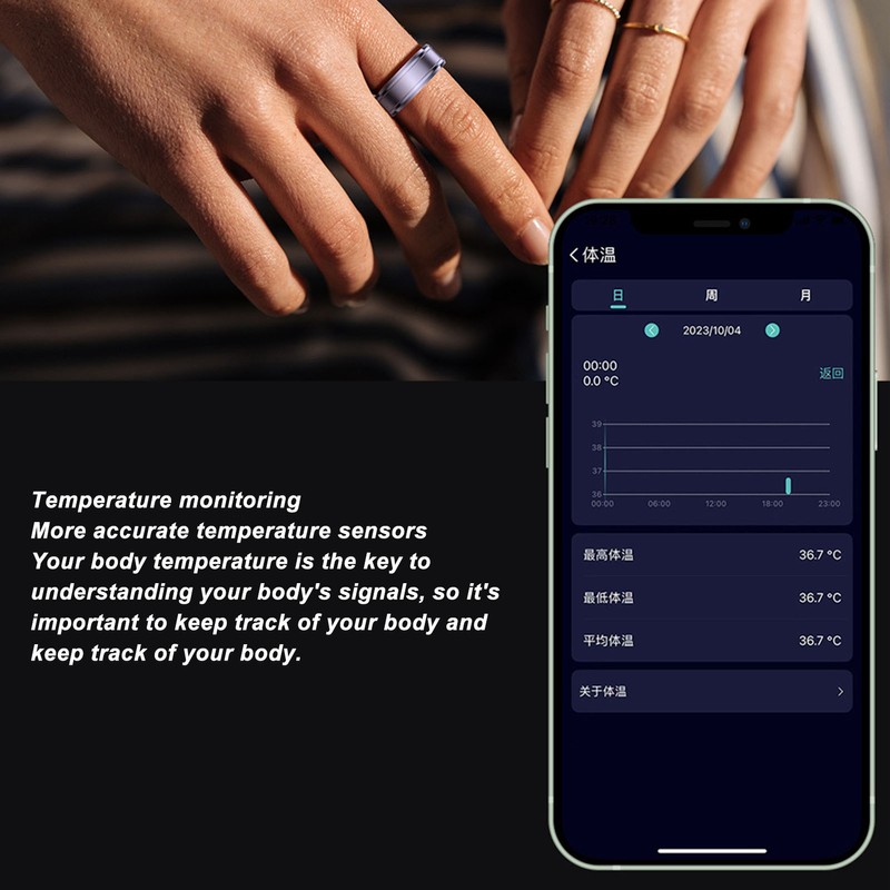 Smart Ring IP68 Waterproof Health Tracker Sleep Monitoring Bluetooth Fitness