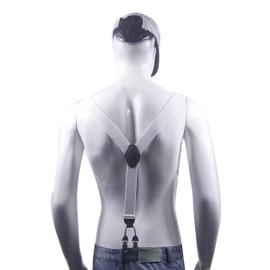 Doloise Mens Suspender Y Back Style with 4 Quality Controlled Clips 1.4 Inch Wide Braces & Heavy Duty (White)