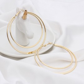 TseenYi Gold Large Hoop Earrings Boho Giant Circle Hoop Earrings Round Tube Polished Hoop Earrings Earrings Jewellery for Women and Girls Gifts