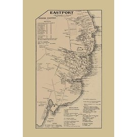 Eastport Village 1861 Old Town Map with Homeowner Names Maine - Reprint Washington County ME TM - 24x36