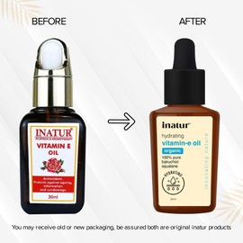 Inatur Vitamin E Oil, (30 ml), Vitamin E Acetate, Antioxidant, Therapeutic Grade Foe Personal Care, With a Glass Dropper, Vrgan