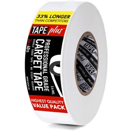 TapePlus Carpet & Rug Tape - 2 in x 40 yd, White - Double-Sided Carpet Tape for Area Rugs & Floor Mats on Hardwood & Laminate Floors - Professional Grade Adhesive, Heavy Duty, Residue-Free, Easy Peel