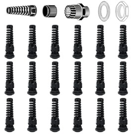 Aandxmok 18 Pcs Waterproof Cable Gland,PG13.5(NPT 1/2) Thread(6-12mm), Made of PA66 Material,waterproof wire grommet Strain Relief Cord Connectors,Suitable for Various Electrical Installations